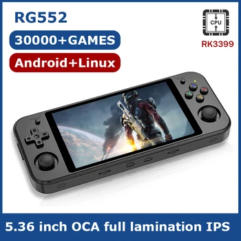 RG552 Handheld mängukonsooli Android Linux Dual Süsteemi RK3399 5,36 eur Tolline IPS Puutetundlik Ekraan 30000+ Mängud PSP, PS1 WII, NDS N64