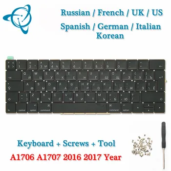 UK ja USA prantsuse hispaania saksa vene araabia türgi A1706 A1707 Klaviatuur + Klaviatuuri Kruvid MacBook Pro Retina 13