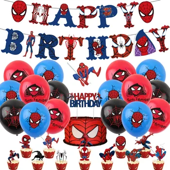 1. Spiderman Sünnipäeva Teenetemärkide Õhupallid Ühekordsed Nõud 3D-Suur Spider Foolium Õhupalli Pidu Asjade Plaat Salvrätikud