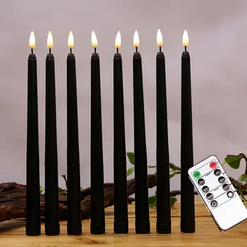 12 Tükki Must Flameless dekoratiivküünlaid puldiga,Kollane/Soe valge Hubisev/Kuma Kerge Sünnipäeva Küünlad Pulmadeks