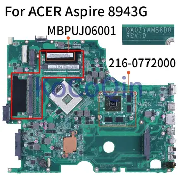 Eest ACER Aspire 8943 8943G HD5650 Sülearvuti Emaplaadi MBPUJ06001 DA0ZYAMB8D0 216-0772000 RAM 2 solt DDR3 Sülearvuti Emaplaadi