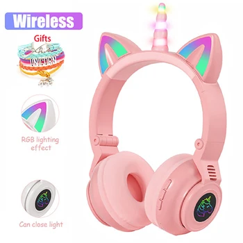 Armas Ükssarvik Juhtmeta kõrvaklapid Lastele Tüdrukud Gaming Headset koos Mic Kontrolli RGB Kerged Kõrvaklapid mobiiltelefoni PC Kingitused