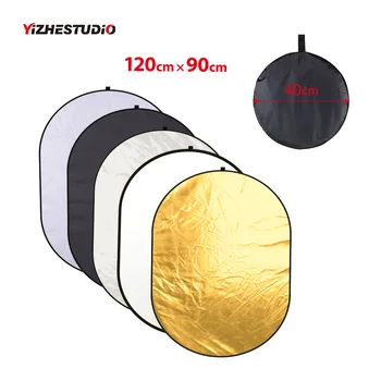 Yizhestudio 90*120CM 5 in 1 Fotografia Reflektor Kuld, Hõbe Must Valge Poolläbipaistev kaasaskantav kerge helkur