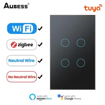 Aubess Tuya WiFi Smart Light Switch MEILE Neutraalne Juhe/Nr Neutraalne Traat Vaja Seina Touch Lüliti Tööd Alexa Google Kodus 220V