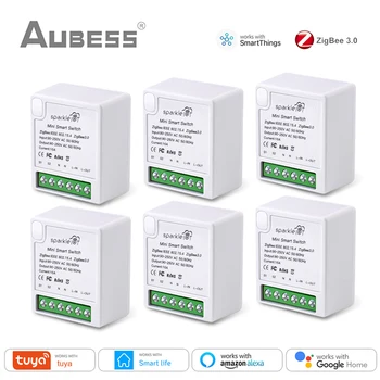 AUBESS 16A Tuya Zigbee MiNi Smart Switch Module Support Kaks Teed Control Kaugjuhtimispuldi Tööd Alexa Google ' i Kodu Arukas Elu