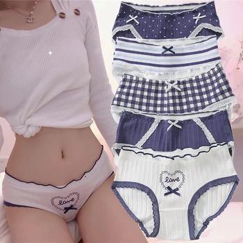 WONTIVE Naiste Pehmed Puuvillased Aluspüksid Jaapani Stiilis Kawaii Pits Puuvillased Sukkpüksid Naistele Tüdrukud Armas Püksikud Seksikas Aluspesu Lolita Komplekt