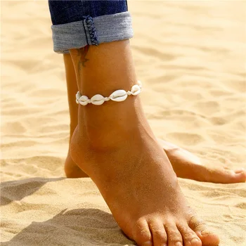 Bohemian Seashell Naiste Anklet Käsitööna Kootud Naturaalne Nahk Seashell Suu Ehted Suvel Rannas Paljajalu Käevõru Jala Pahkluu