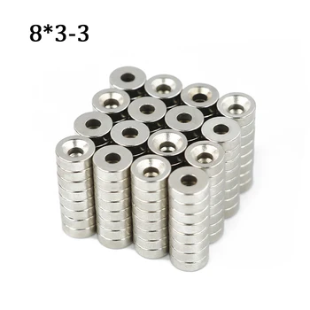 30/50/80/100 Tk 8x3-3 Neodüüm Magnet 8mm x 3mm Auk 3mm Ring NdFeB Magnet N35 Super Tugev Alalise Magnetvälja imanes Ketas