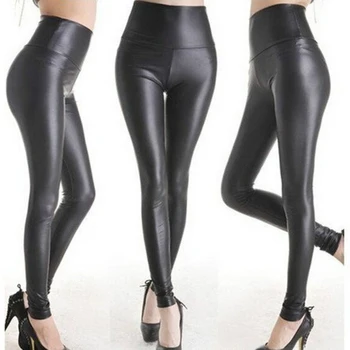 Mood Seksikas Must Läikiv Metallik Kõrge Vöökoht legging Pantalones Naiste Veniv Nahast Säärised Püksid, Veniv, Pluss Suurus Püksid