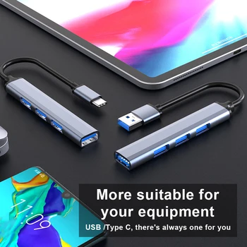 C-tüüpi USB-C-HUB Dokk 3.0 4-Port Multi Splitter Adapter OTG Lenovo Jaoks Xiaomi For Macbook Pro 15 Air Pro Tarvikud