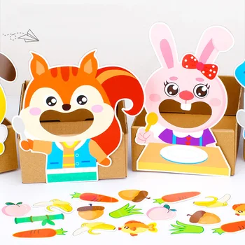 1 Tk Naljakas DIY Loomade Sööda Puzzle Mänguasjad Montessori Lasteaed Arendada Kujutlusvõimet Lapsed Laste Haridus Mänguasjad, Mänguasjad, Käsitöö