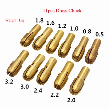 11 Tükki Mini Messing Chuck 0.5/0.8/1.0/1.2/1.6/1.8/2.0/2.2/2.4/3.0/3.2 mm Messing Risti Chuck Elektrilised Tööriistad Võimu Tarvikud