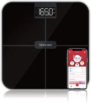 Sinocare Bluetooth Body Fat Scale,Smart Keha Rasva Elektroonilise Skaala ,0,1 kg täpsusega 3 kivi / kg / lb,Ruut ,LED-Ekraan,APP
