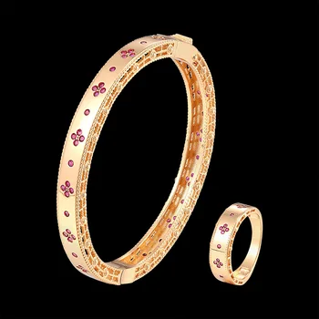 Lanruisha Lihtne Käevõru Ja Sõrmuse Naiste Ehete Komplekt Kett raami erinevad värvid tsirkoon ploomi kujuline klassikaline populaarne jewelr