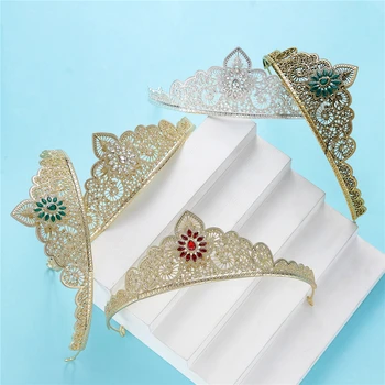Juuni 2021 Kristall-Lill Bridal Crown Juuste Kaunistused Naiste Uued Tiaras Suur Pulm couronne mariage Juuksed Ehted Kroonid