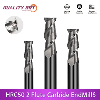 Q. Brt HRC50 Karbiid End Mill 1 2 3 4 5 6 8 10 12 mm 2Flutes Freesimine CNC Cutter Maching CNC EndMill Milling Cutter