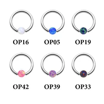 1tk parima Kvaliteediga Opaal ninarõngad 1.2*8mm Vaheseina Augustamine 100% Titaani Tiss Huule Tragus Kulmu Kõrvarõngas Nina Rõngas