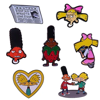 Hei x Arnold Sõle Helga Gerald Pääsme Emailiga Pin-BFF Kingitus Animatsiooni Cartoon Sõle Seljakott, Mütsi, Kotti, Krae Revääri Märgid