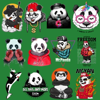 Punk Kirja Panda Loomade soojusülekande Kleebised Tops T-särk Plaastrid Riided Appliqued Dekoratiivsed Raud-üleandmise kohta Plaaster