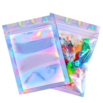 50tk/palju Paksenema Suletavasse Ziplock Kotid Holograafiline Laser Plastikust Kott Ehted Pakendi Lõhn Tõend Toidu Ladustamise Kott