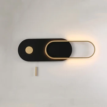 Põhjamaade Lülitiga LED Seina Lamp Lihtne elutuba Vahekäiguga seinavalgusti Kaasaegse Kodu 17W Must Valge Loominguline Magamistuba Öölambid