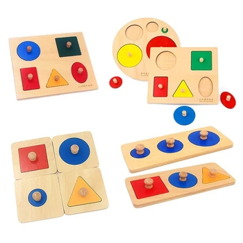 Puidust Geomeetriliste Kujundite Sorteerimine Matemaatika Tellised Montessori Puzzle Värvikad Koolieelse Õppe Haridus Mäng Baby Väikelapse Mänguasjad