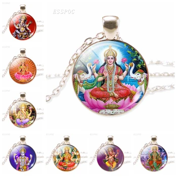 Jumalanna Lakshmi Ripats Kaelakee JewelryLakshmi Hinduism Amulett Võlu Klaas kivi ümber Ripats Teda