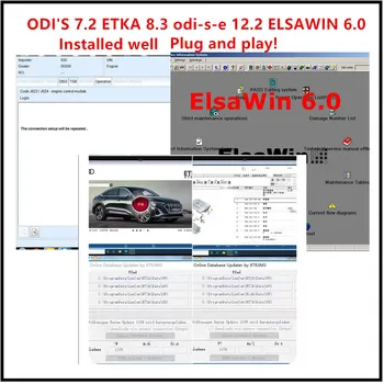 OBD pistik 5054A Auto diagnostika tarkvara ODI ON 7.2 ETKA 8.3 odi-s-e 12.2 ELSAWIN 6.0 Paigaldatud 512G SSD SATA liides