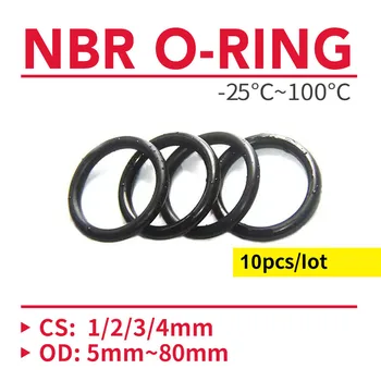 10tk Must O RingCS1 2 3 4 OD5mm ~ 80mm NBR Auto nitriilkummist O Ring Tüüpi Korrosioon Õli Vastupidav Tihend Washe