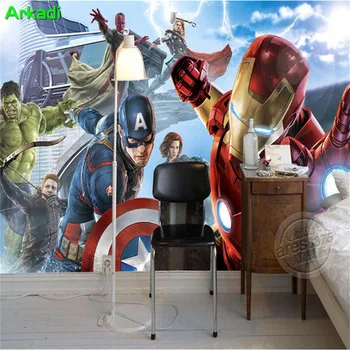 Custom 3D Kapten Ameerika (Avengers Poiste Magamistuba, Foto Tapeedid Marvel Comics Kids Room Sisekujunduse Ruumi Kaunistamiseks