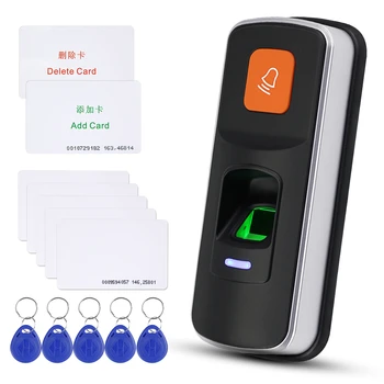 Standalone RFID Sõrmejälje läbipääsusüsteem Biomeetrilise Lugeja 125KHz ukseavaja Toetada SD-Kaardi WG26 + 10tk Kaardid Keyfobs